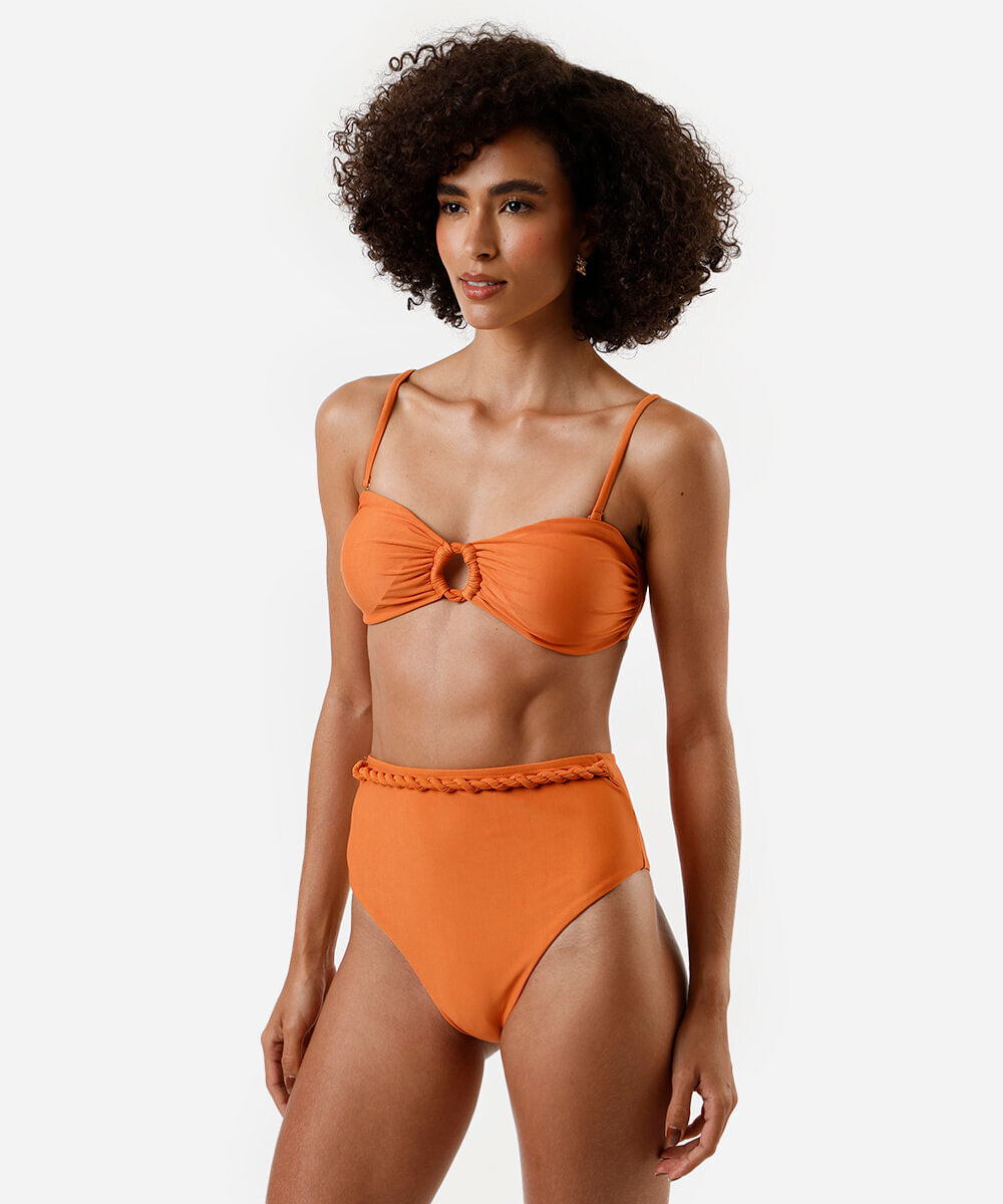 biquíni top faixa feminino com alça removível laranja