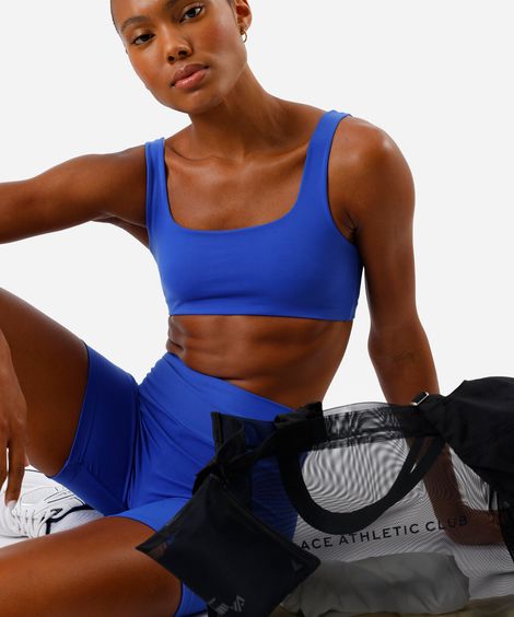 top feminino esportivo de poliamida hot colors azul