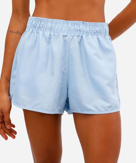 short running feminino com bolso esportivo azul
