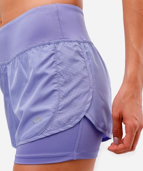 short running com forro e bolso esportivo ace lilás