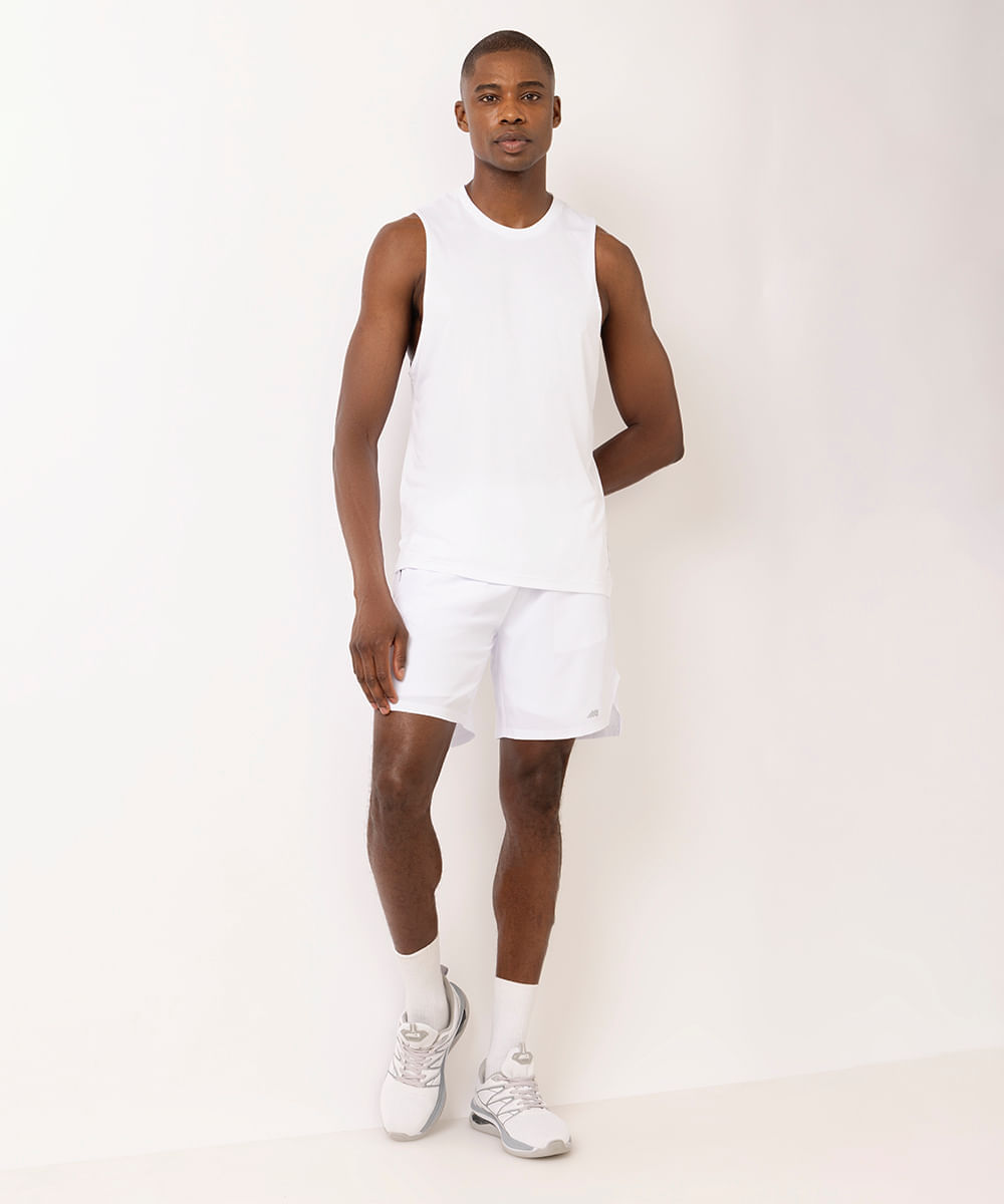 short masculino com compressão esportivo branco