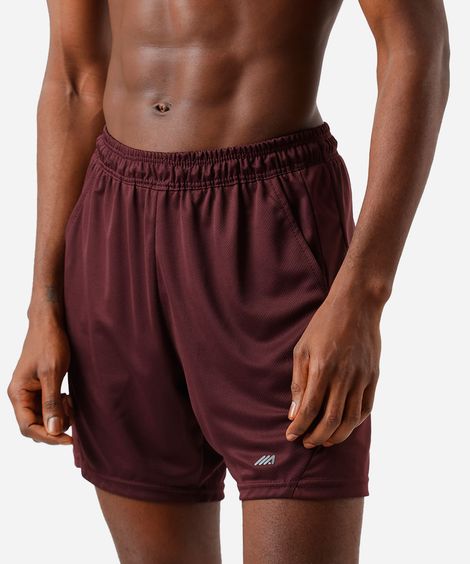 short masculino esportivo com bermuda interna texturizado vinho