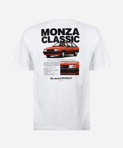 camiseta juvenil de algodão chevrolet monza off white