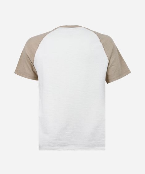 camiseta raglan juvenil de algodão estampada off white