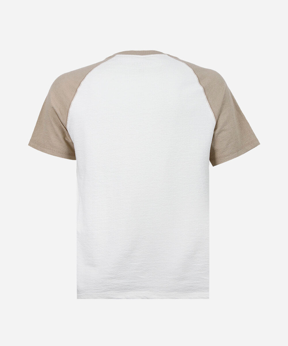 camiseta raglan juvenil de algodão estampada off white