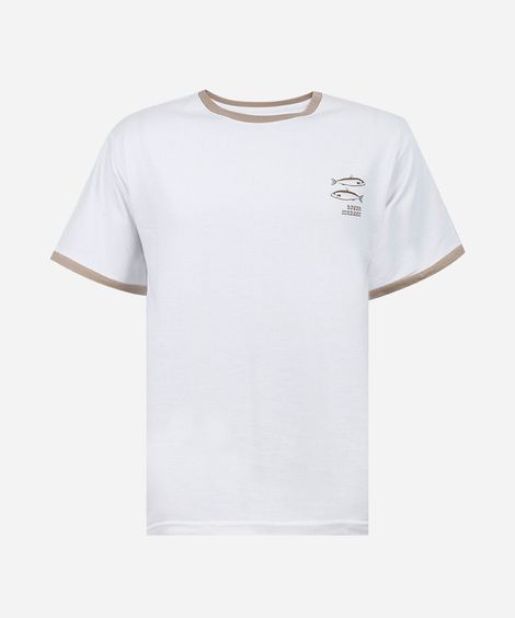 camiseta juvenil de algodão sardinhas off white
