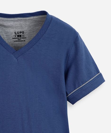 pijama curto infantil de algodão gola v  lupo azul