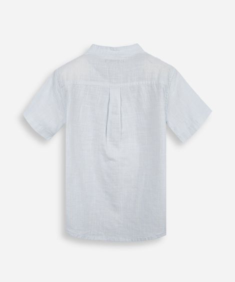 camisa infantil de algodão gola padre azul