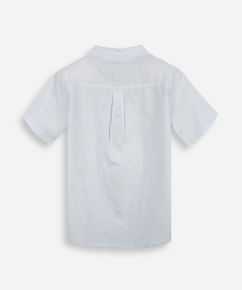 camisa infantil de algodão gola padre azul
