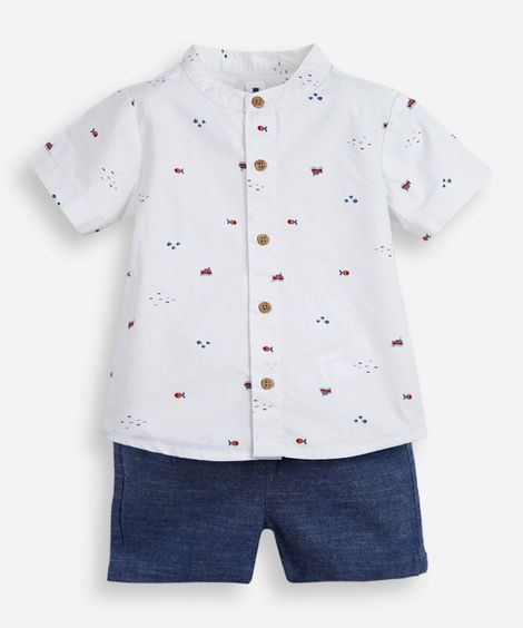 conjunto curto infantil de algodão off white