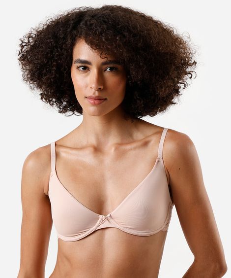 sutiã meia taça feminino com renda rosa