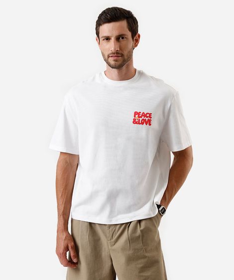 camiseta box fit masculina de algodão peanuts off white