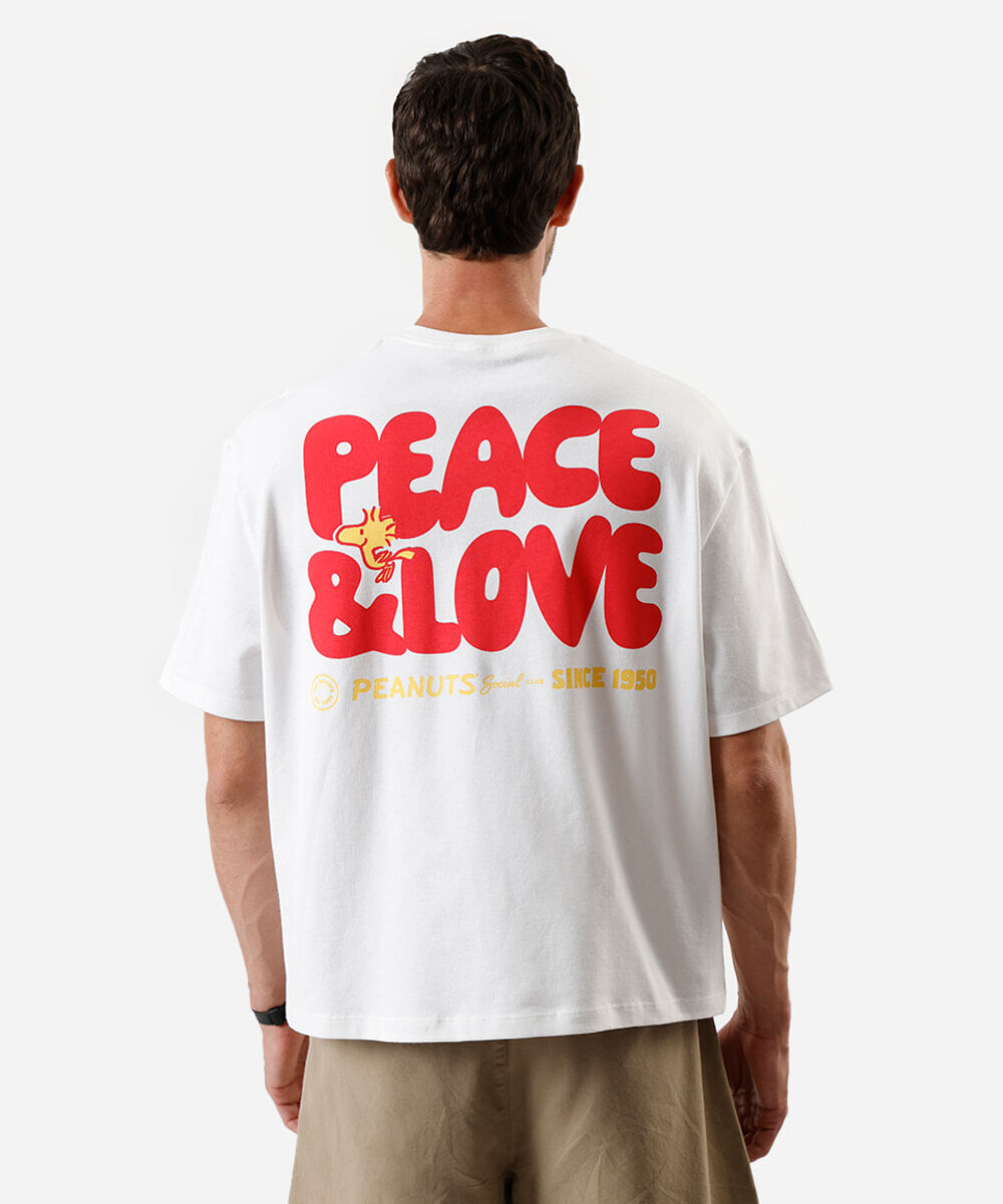 camiseta box fit masculina de algodão peanuts off white