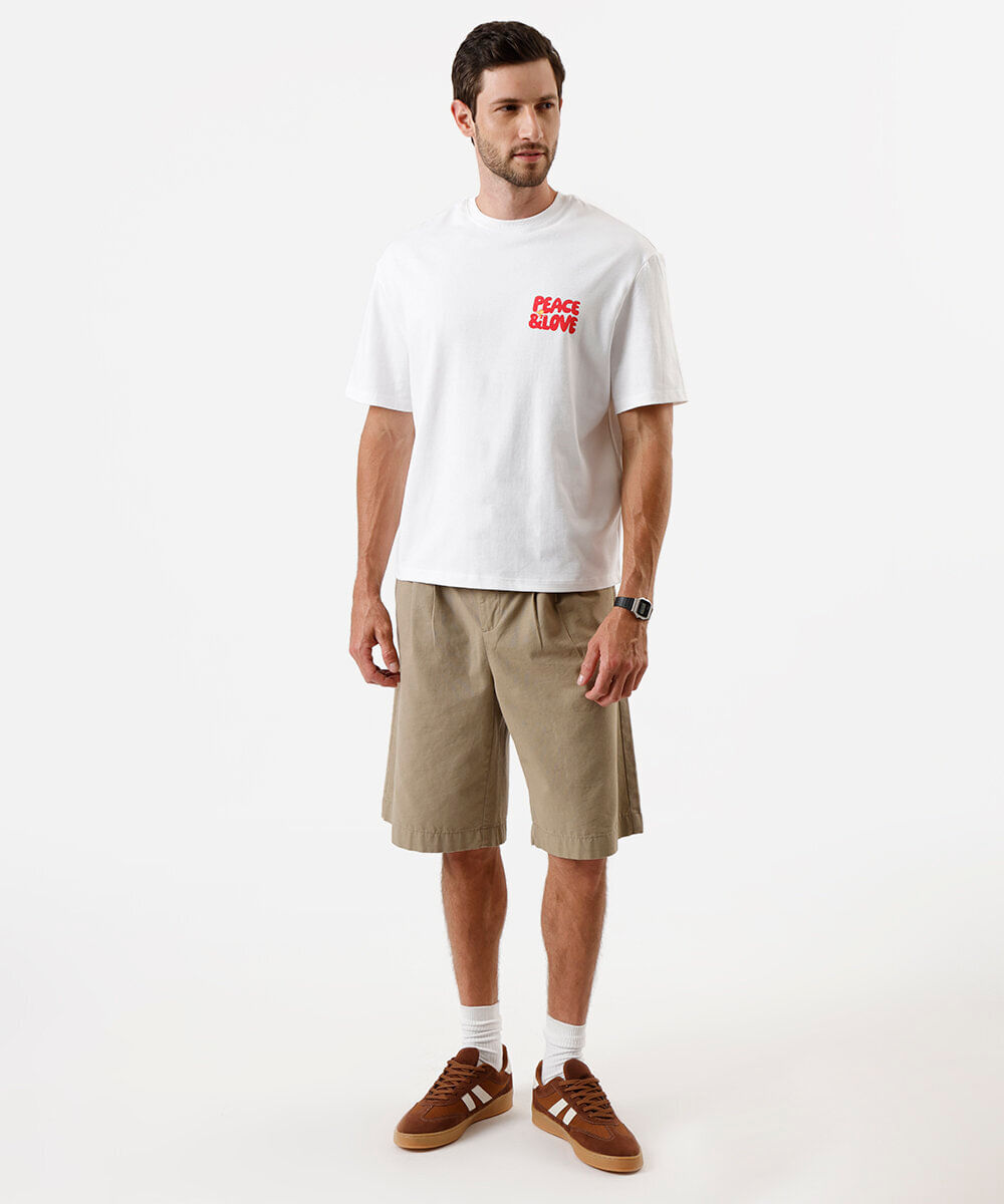 camiseta box fit masculina de algodão peanuts off white