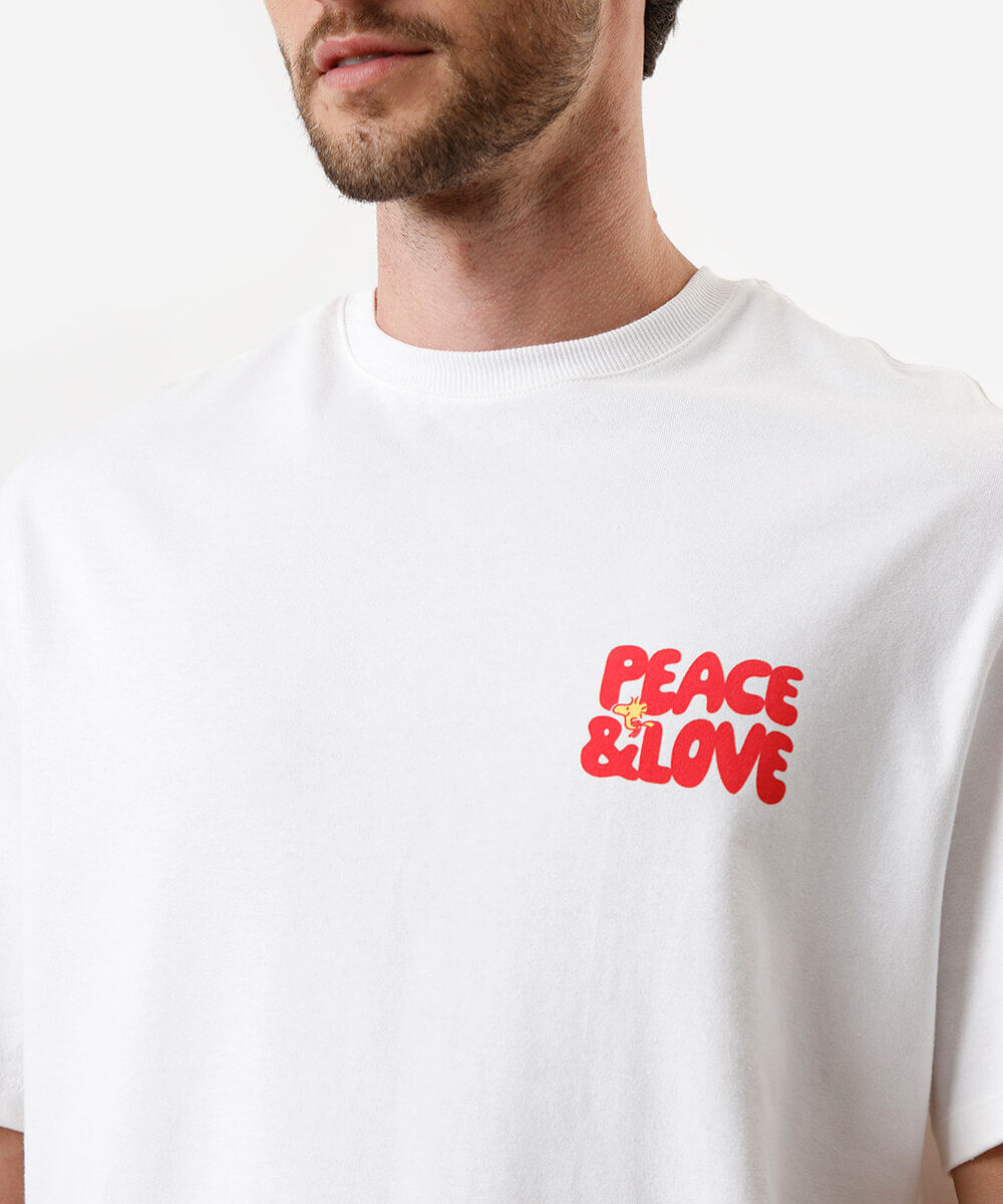 camiseta box fit masculina de algodão peanuts off white