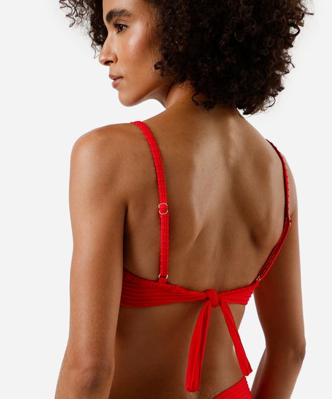 biquíni meia taça feminino texturizado vermelho