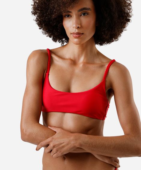 biquíni top faixa feminino decote quadrado vermelho