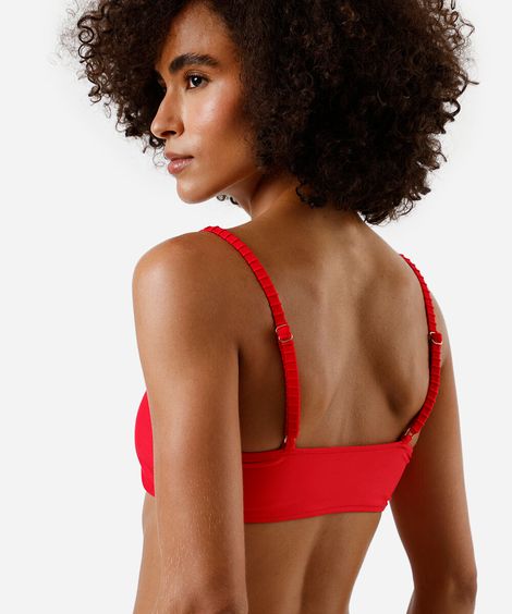 biquíni top faixa feminino decote quadrado vermelho