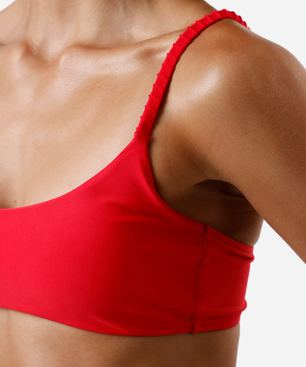 biquíni top faixa feminino decote quadrado vermelho
