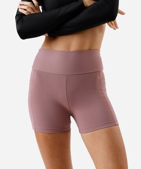 bermuda curta feminina com bolsos esportiva rosa