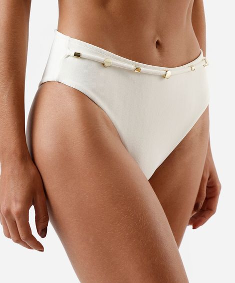 biquíni calcinha hot pant texturizado off white