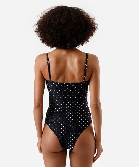 maiô feminino com recorte poá preto