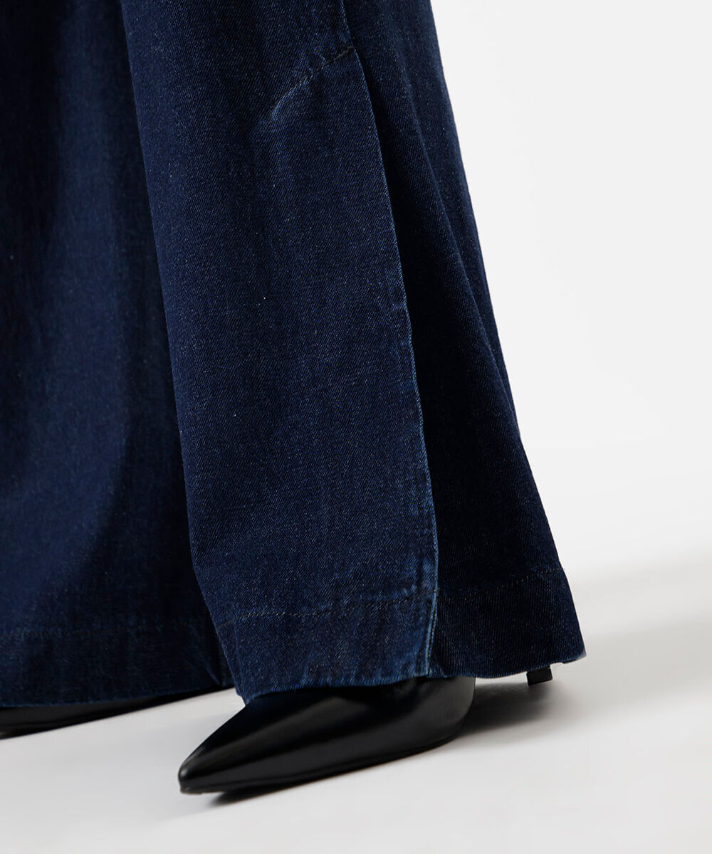 calça flare feminina jeans com fendas azul