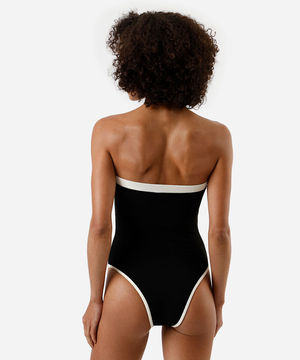 maiô sem alça feminino bicolor preto
