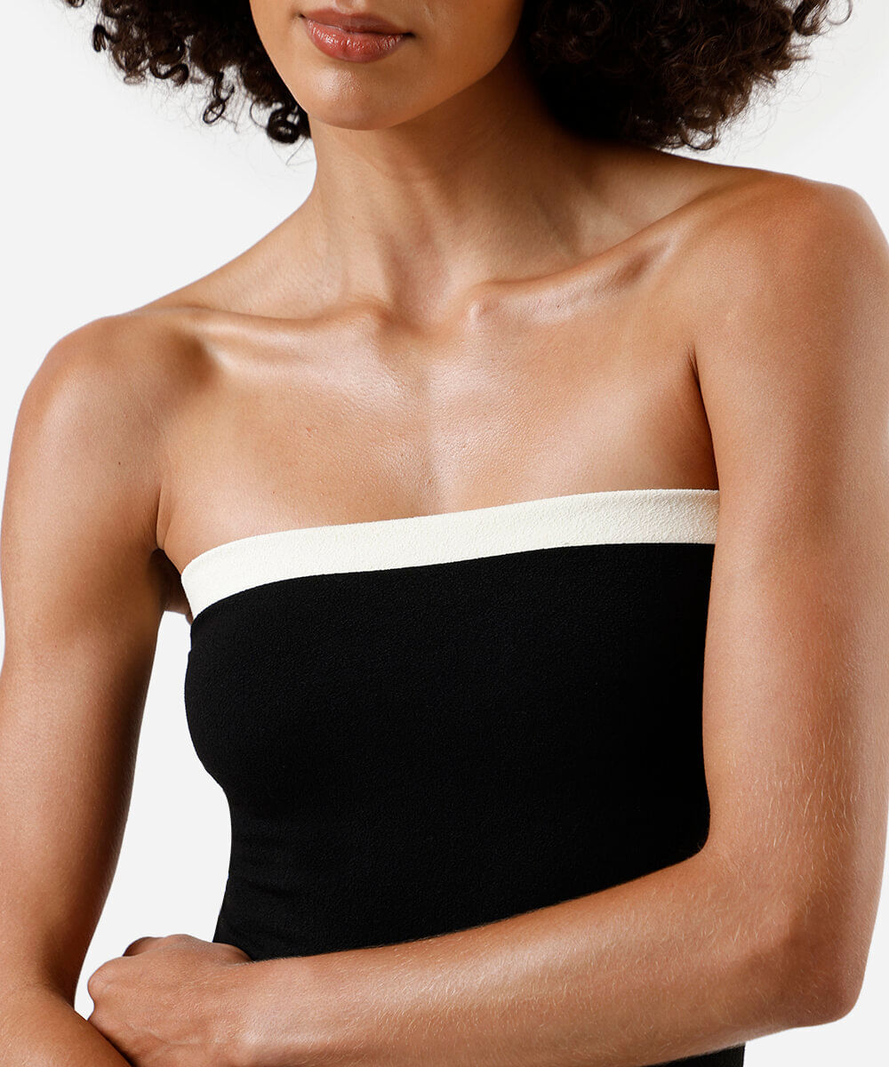 maiô sem alça feminino bicolor preto