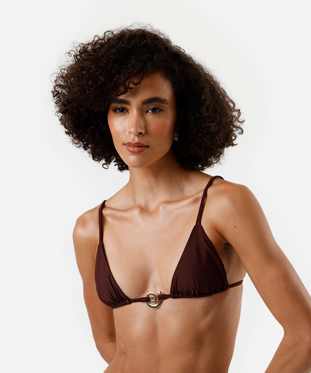 biquíni top cortininha feminino com fivela marrom