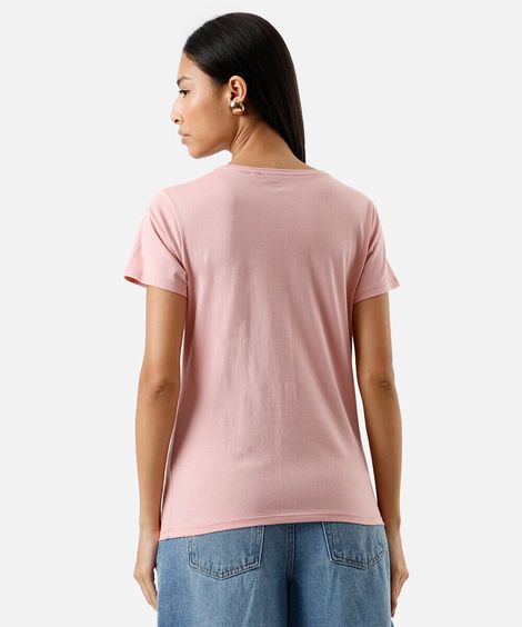camiseta feminina de algodão garfield rosa