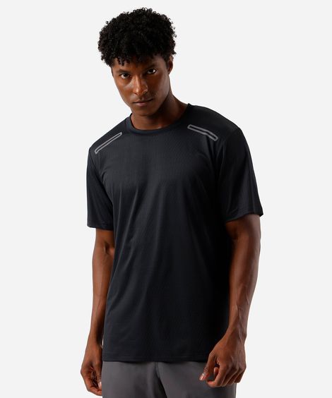 camiseta masculina esportiva texturizada preta
