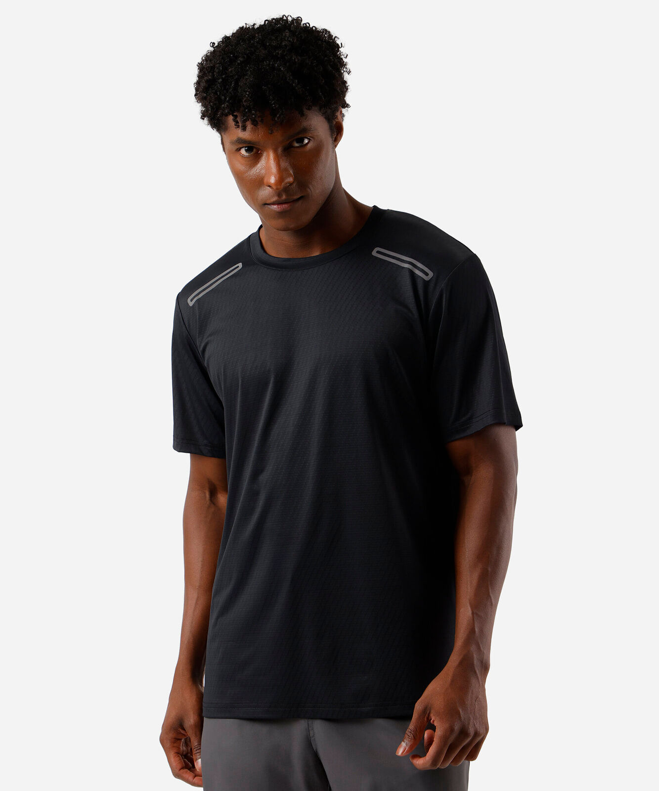 camiseta masculina esportiva texturizada preta