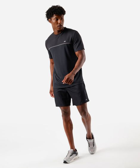 short masculino esportivo cós duplo preto