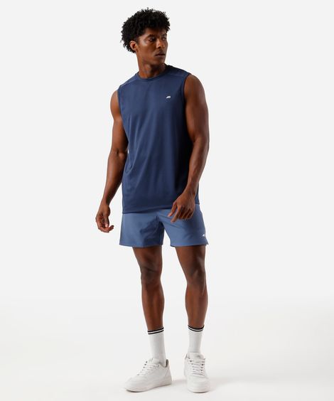 short masculino esportivo bolso com zíper azul