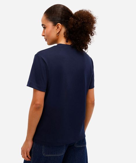camiseta comfort feminina de algodão peruano interlock azul