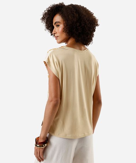 blusa feminina de viscose folhagens colorido