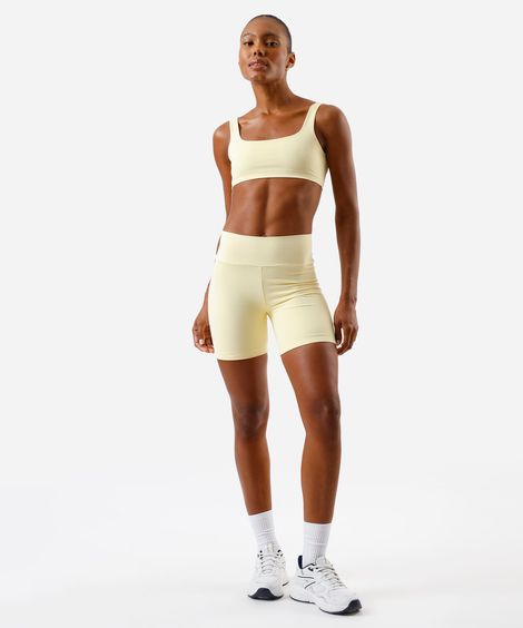bermuda feminina esportiva de poliamida hot colors amarela