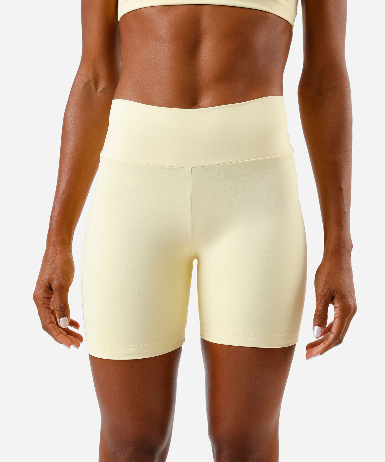 bermuda feminina esportiva de poliamida hot colors amarela