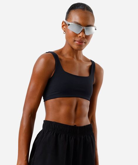 top feminino esportivo de poliamida hot colors preto