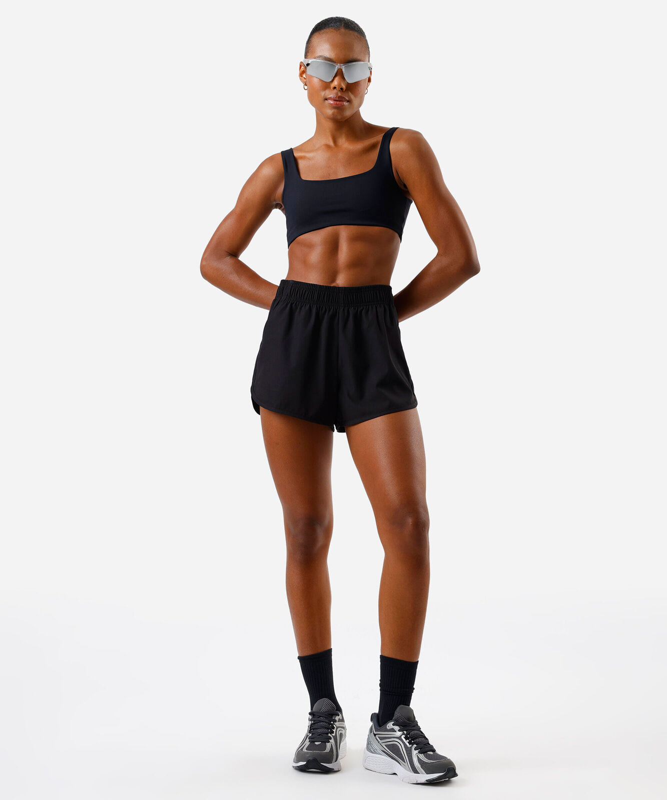 top feminino esportivo de poliamida hot colors preto