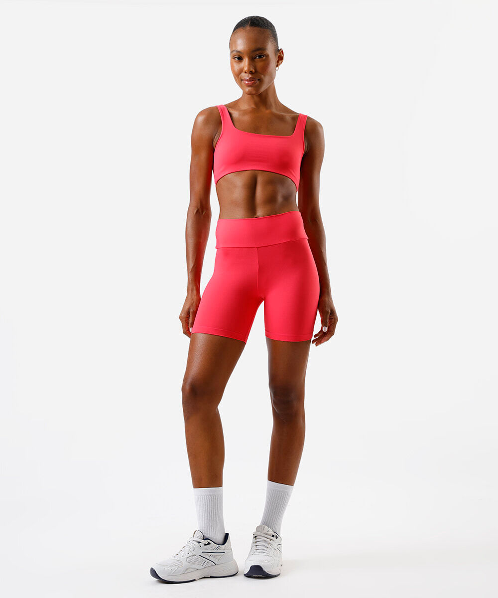 top feminino esportivo de poliamida rosa