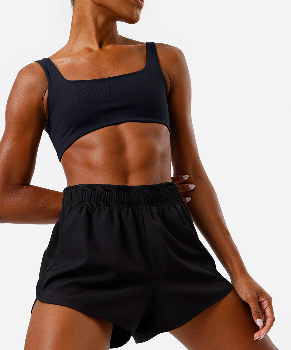 short running feminino esportivo preto