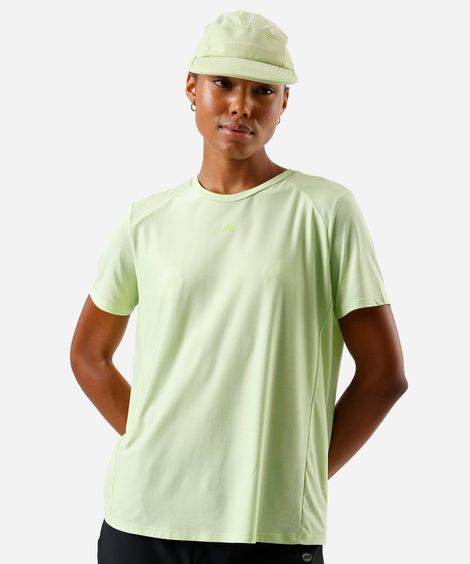 camiseta esportiva feminina de poliamida respirável verde
