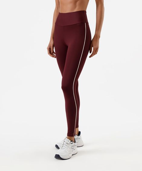 calça legging feminina esportiva ace com nervuras vinho