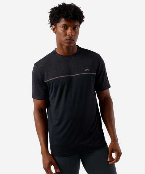 camiseta masculina recorte preta
