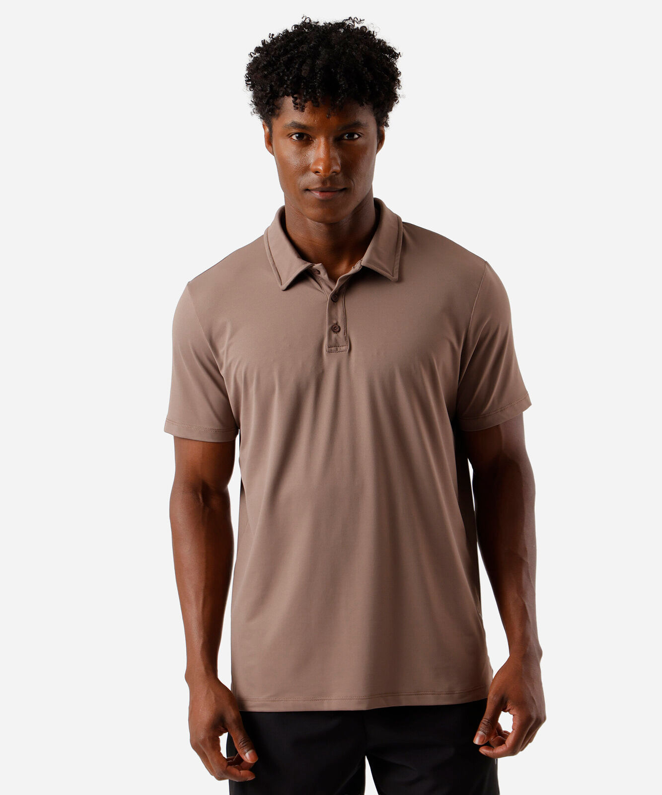 polo esportiva masculina manga curta marrom