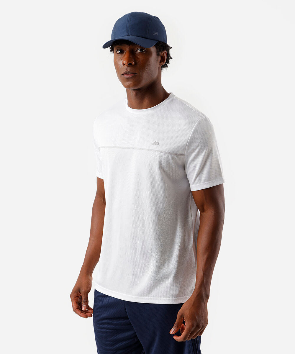 camiseta masculina recorte branca