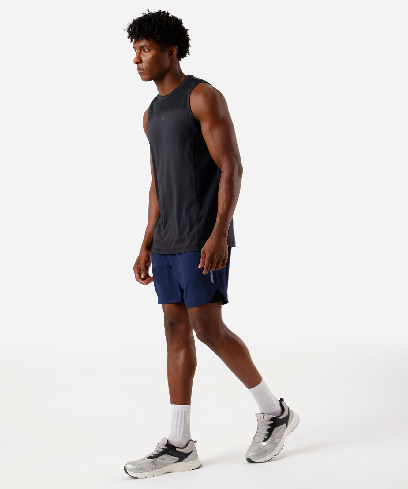 short masculino esportivo com bermuda interna azul