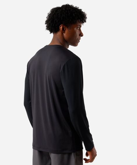 camiseta masculina manga longa slim recorte preta